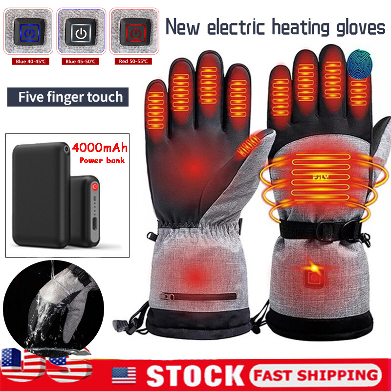 Guantes Eléctricos Calefacción Batería Recargable Mano Cálidos A Prueba de Viento Térmicos Invierno