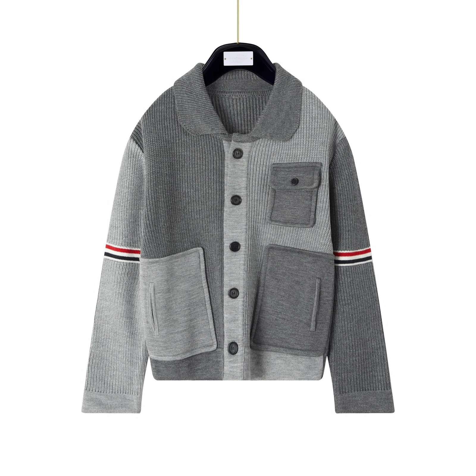 Cardigan donna Thom Browne in maglia colore bloccato