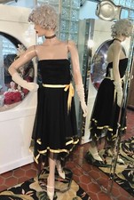 VTG 90 Black corset Handkercheif hem Dress Size 10 NWT Prom Party Fiesta Fun