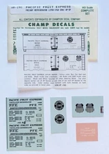 CHAMP HO DECAL-PACIFIC FRUIT EXPRESS/PFE 50’s/60’s REEFER-B&W UP/SP HRLDS HR-190