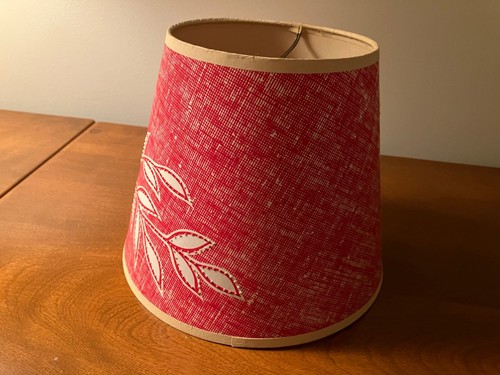 Vtg Red White Pierced Punched Small Clip-On Lamp Shade Cone Bell 8”x8”x 5” Chic - Picture 7 of 15