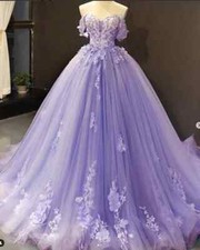 Purple Quinceanera Dresses Off Shoulder Lace 3D Floral Prom Ball Gowns Sweet 16