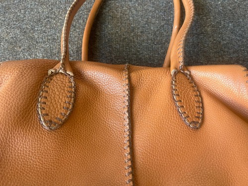 Carlos Falchi Brown Leather Bag Zip Handbag - Picture 8 of 14