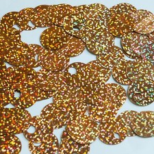 Large Hole Round Sequin 20mm Copper Hologram Glitter Sparkle. Made in USA