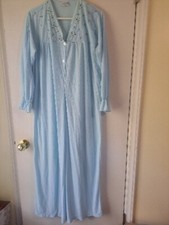 Vintage Carole Womens Large Long Nightgown Blue Flannel USA Cottagecore Classic