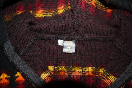 Southwest Aztec Artesania Ecuador Alpaca Wool Hooded Jacket Sweater Youth Sz 10 - Picture 3 of 3
