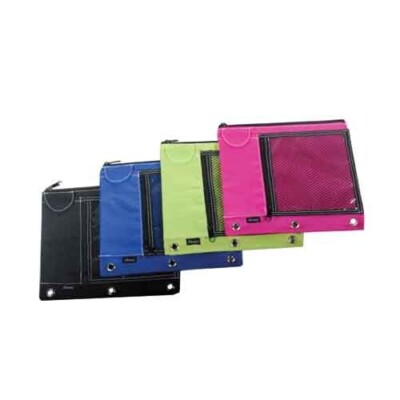 Filexec Soft Touch Pencil Pouch 10.5X8 Binder Holes Asst Colors School Office