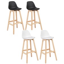 Barhocker 2er Kunstleder Holzbeine Barstuhl Thekenhocker Bistrohocker Bar Hocker
