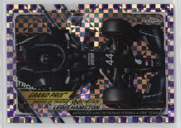 2021 Chrome Formula 1 Purple Checker Flag Refractor /199 Lewis Hamilton 05is