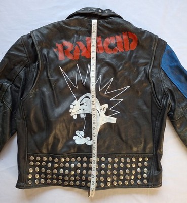 Rancid Mens Hand Painted Studded Battle Leather Jacket Size 50 | eBay