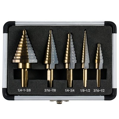 IRONANT Step Drill Bits, 5PCS HSS Titanium Step Drill Bit Set, 50 Sizes High ...