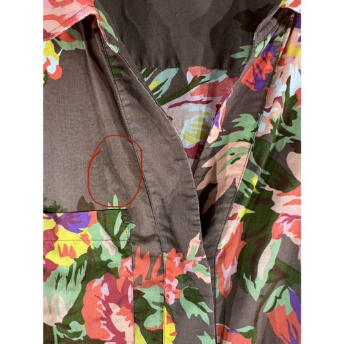 Soft Surroundings Tunic Size 2X Brown Floral Popover 100% Cotton Side Slits READ - Picture 8 of 9