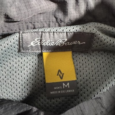 Eddie Bauer Shirt Mens Medium Gray Mesh Nylon Hiking Fishing Ripstop Vented Camp