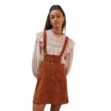 Anthropologie Suede-Style Pinafore Jumper Dress Brown Size 12