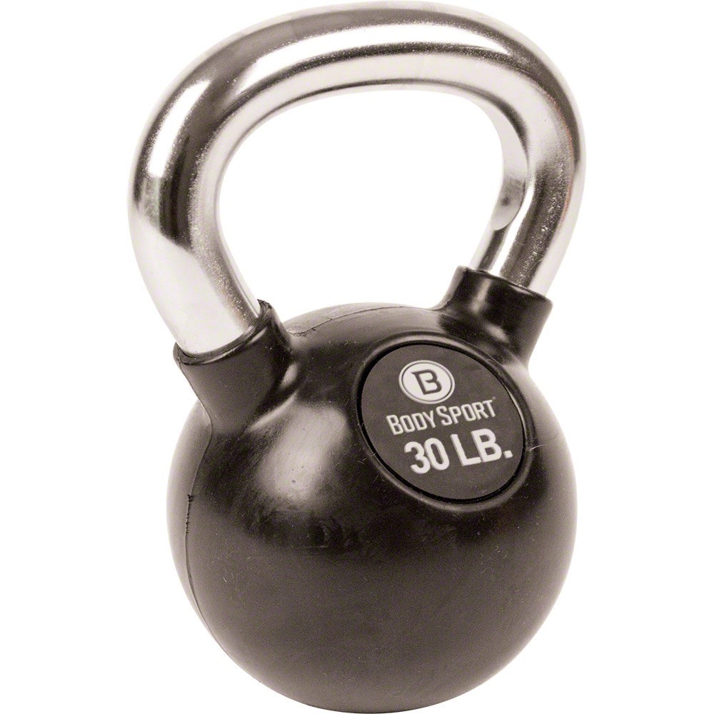BRAND NEW BODYSPORT  Rubber Chrome Kettlebell 30LB FREE SHIPPING $1 PER LB!!!!