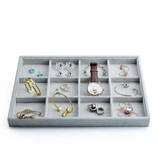 Oirlv Velvet Stackable Jewelry Display Trays 12 Grids Rings Earrings Bracelet...
