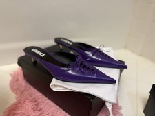 Never Worn VERSACE Pin-Point 50mm Mules- Purple Size 38.5/US 8