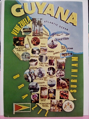 Guyana Karte Postkarte Mehrfachansicht 70er Jahre - Bild 1 von 2