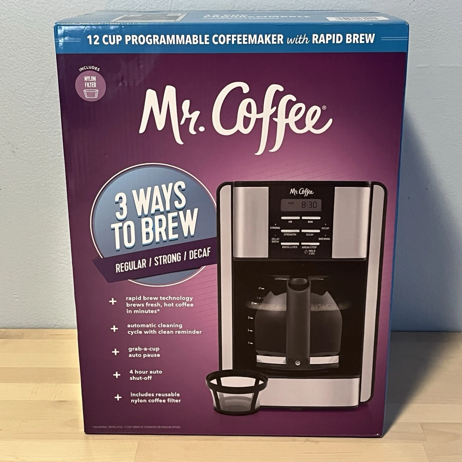 Mr. Coffee 60 oz Programmable Black 12-Cup Programable Maker Black/Stainless