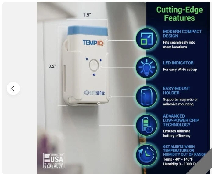 TEMPIQ*WiFi Temperature & Humidity Sensor App Integration*Alerts*Sense*NOS (G) - Image 4 of 4