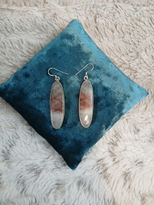 925 Sterling Silber Erdbeerquarz Oval Haken Ohrringe
