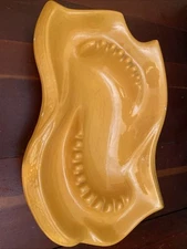 Atomic Ashtray Ceramic Yellow Large Party Ashtray Vtg MCM Multiple Chips