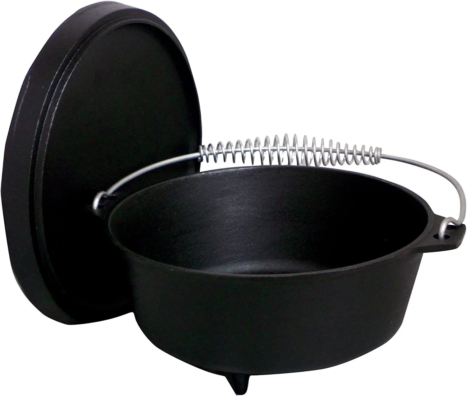 Iron Dutch Oven 8 Qt Footed Black Coal Lid Seasoned CI8SCFA Cast Feet
