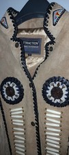 100%  Suede Leather Vintage Native American Inspired Jacket New with tags Size M