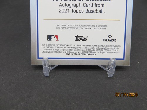2021 Topps 70 anni di baseball Kris Bubic Rookie Auto Royals - Foto 6 di 6
