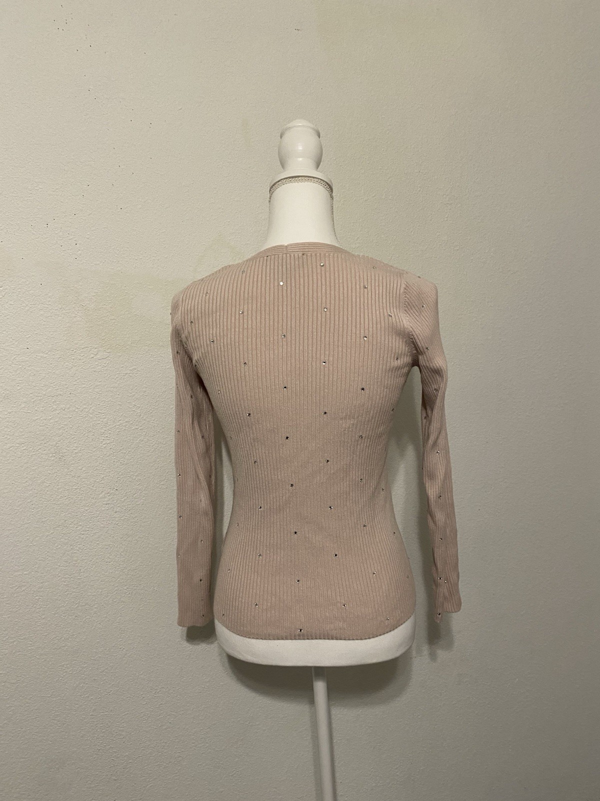 Express Ribbed Knit Rhinestone Pullover Sweater V… - image 7