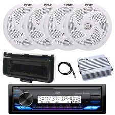 JVC Marine Bluetooth Radio, Amp, 4x 6.5" 240W Speakers, Cover White , Antenna