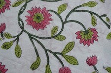 Print Floral Hand Block 2 Yard 100 Cotton Fabric NO TARRIF CHARGES 100 ZK 158