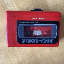 vintage Realistic Stereo-Mate Portable Cassette Player in Red Tested Works