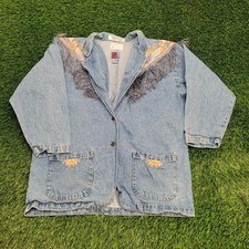 Vintage Native-American Denim Jacket Womens L/XL 23x29 Baggy