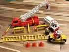 Vintage Fisher Price Little People FIRE TRUCK LADDER ENGINE w/ Fireman Dog  Lot