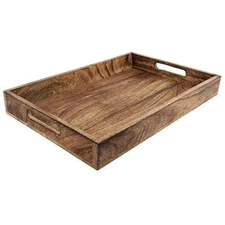 Handmade Classic Wooden Tray – Medium 15" Serving Tray for Kitchen, Dining, a...