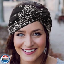 AQOKKA Extra Wide Headbands for Women Large Turban Headband Non Slip Boho Ela...