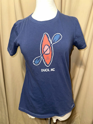 Life is Good Women's Blue Knit Graphic Print Crew Neck Short Sleeve T-Shirt S