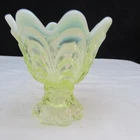 Fenton Topaz Opal Drapery 2 Way Votive Candle Holder Special Order 2003 GLOWS!!!