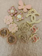 12  Pc Set Designer Zipper Pull Chanel  Button Charm Pendant 