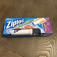 Ziploc Vacuum Starter Kit Hand Pump With 3 Freezer Quart Bags NEW & SEALED