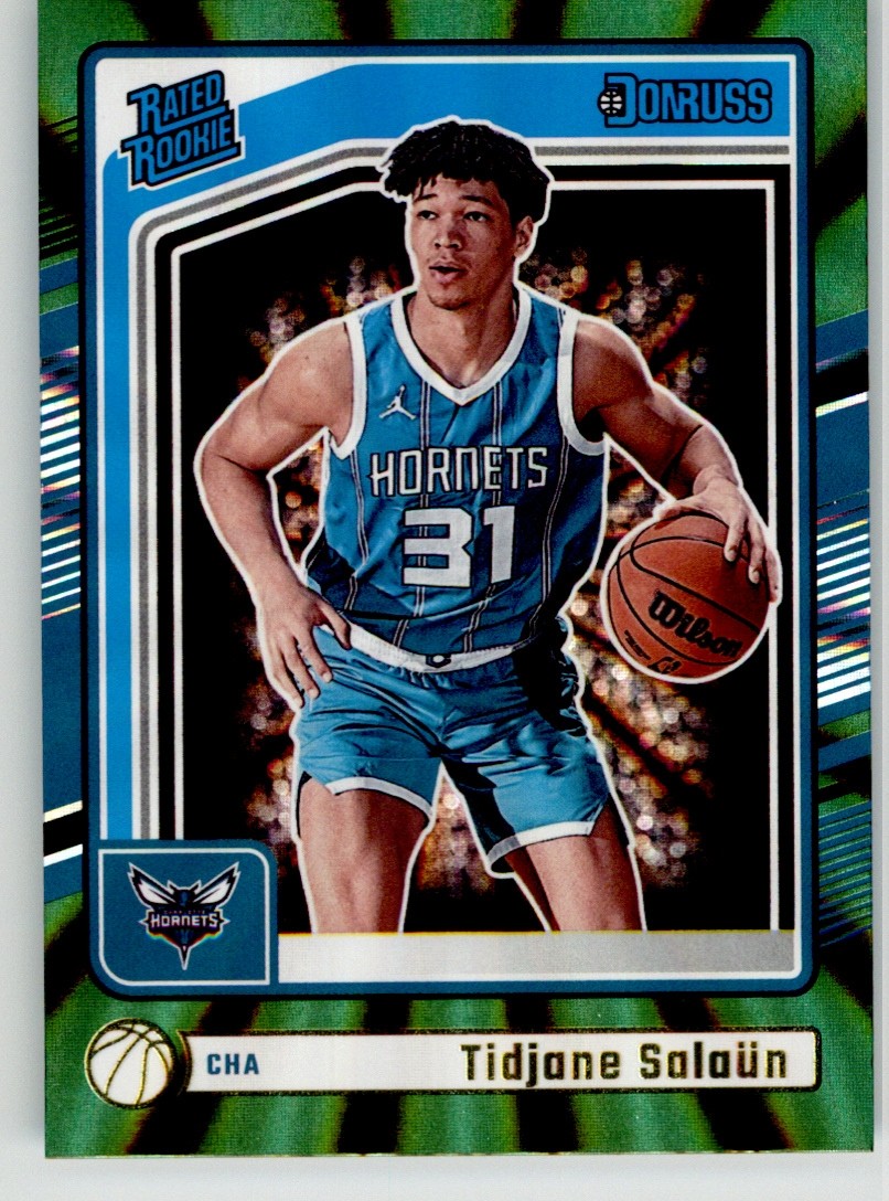 Tidjane Salaun 2024-25 Donruss Holo Green Laser 229 Charlotte Hornets Rookie