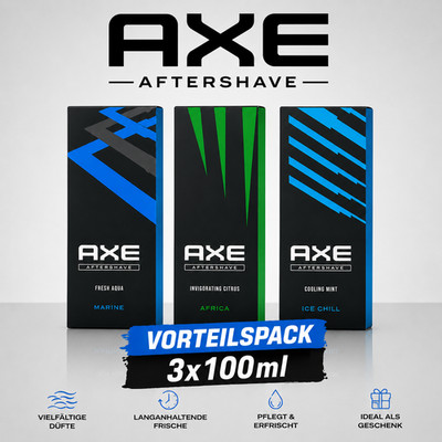 Axe Aftershave 3er Set Mix ,  Marine Ice Chill Africa Pack ,3x100ml,OvP Neu