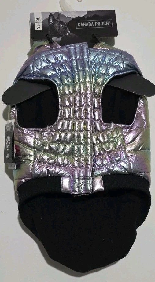 NWT Canada Pooch Summit Stretch Vest Puffer Dog Jacket Size 14 Metallic Rainbow - Image 2 of 4