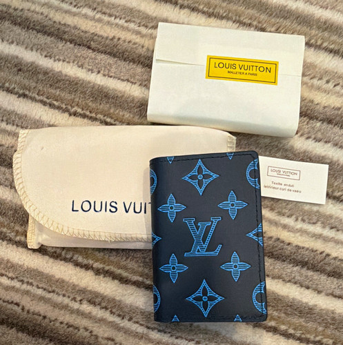 Louis Vuitton Black/Blue Monogram Leather Men's Credit Card Holder / Wallet