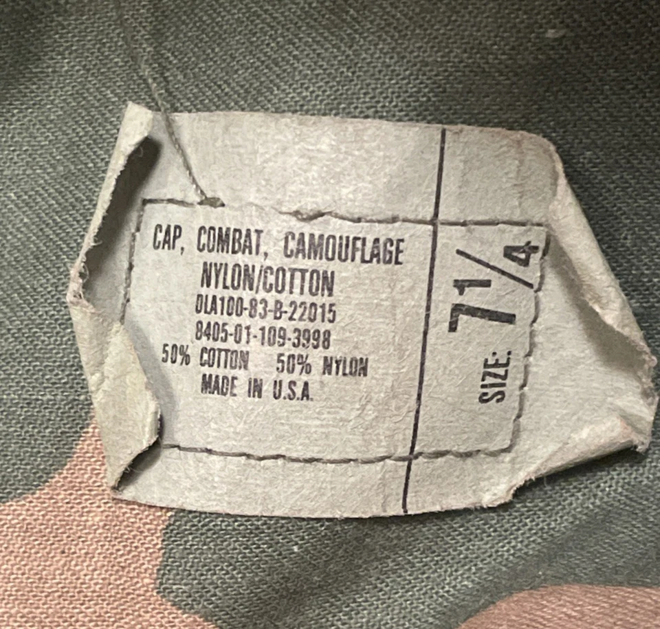 VTG Military Woodland Camo Cap Hat With Ear Neck Flaps Size 7 1/4 USA Made - Image 3 of 4