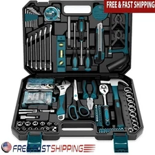 Complete Hand Tool Kit Set Mechanics Screwdrivers Multi Tool Lightweight Toolbox