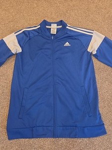 BOY'S YOUTH ADIDAS TRICOT FULL ZIP TRACK JACKET Size 16/18 Royal Blue White