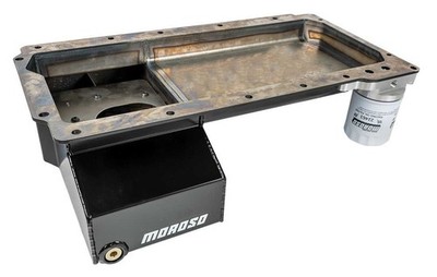 Moroso 20138 Front Sump Steel Oil Pan w/Oil Filter Adapter For GM LS
