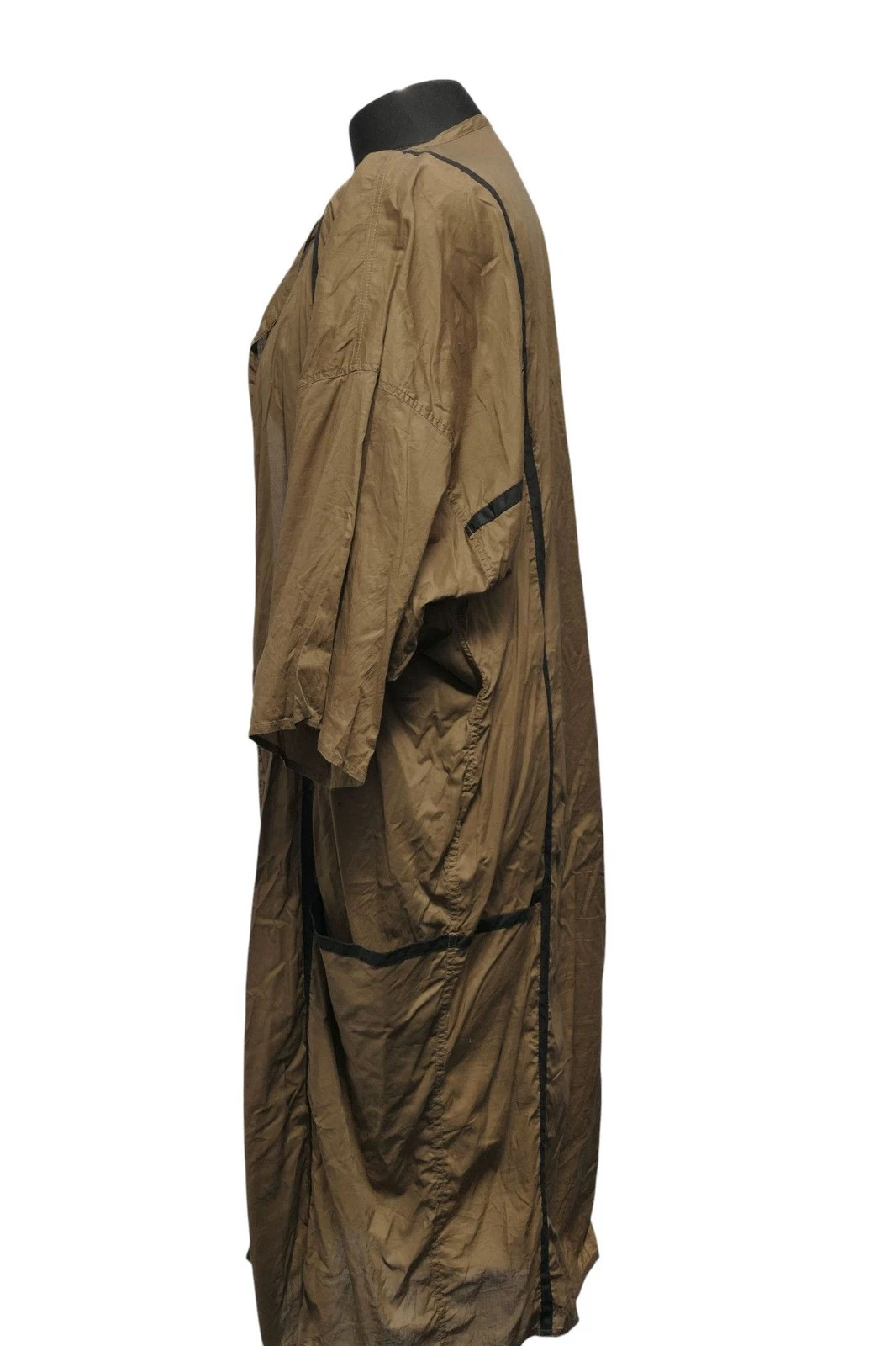 Abito kimono Gianni Versace L verde oliva tinta unita vintage midi mezza manica 100% cotone